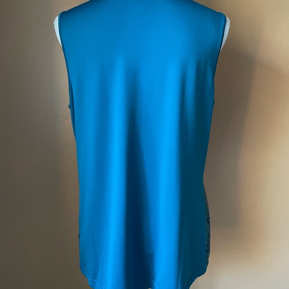 Covington Turquoise Sequin Sleeveless Top (Size XL) Sparkly Holiday Top - Picture 6 of 7